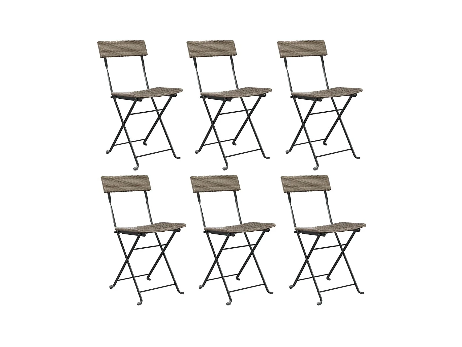 Sillas cafetería plegables 6 uds acero y ratán sintético gris ES89312