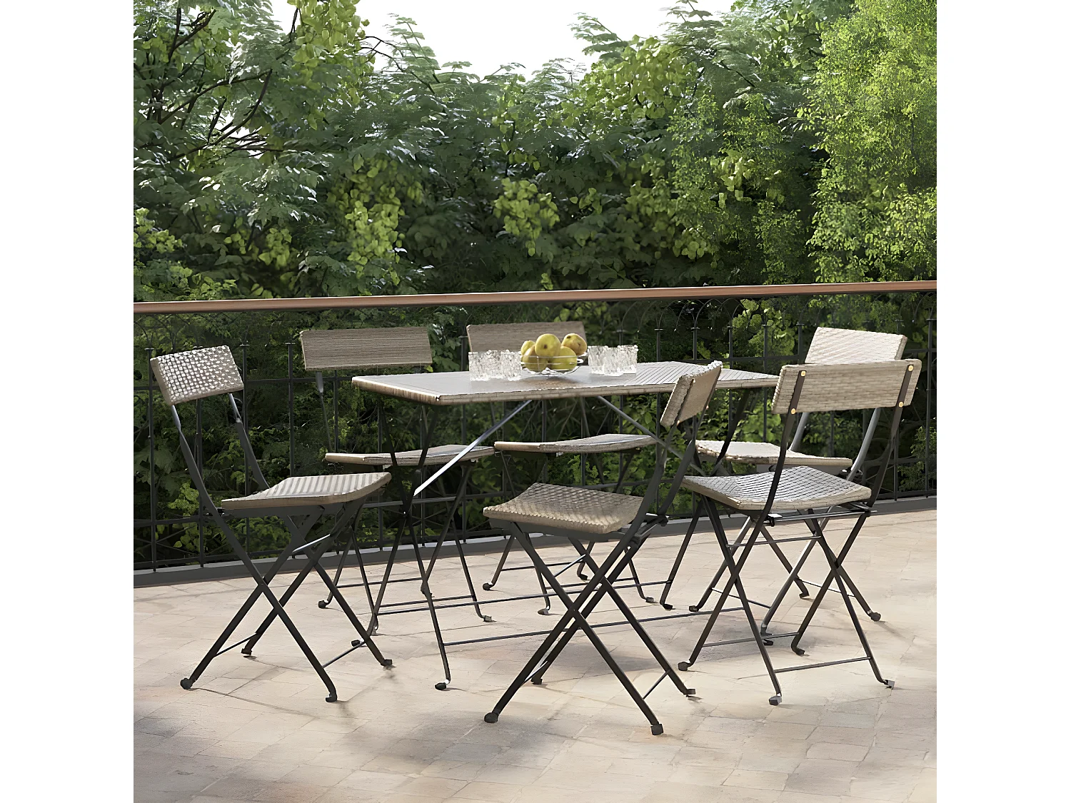 Chaises de bistrot pliantes 6 pcs Gris Résine tressée et acier SEF44753