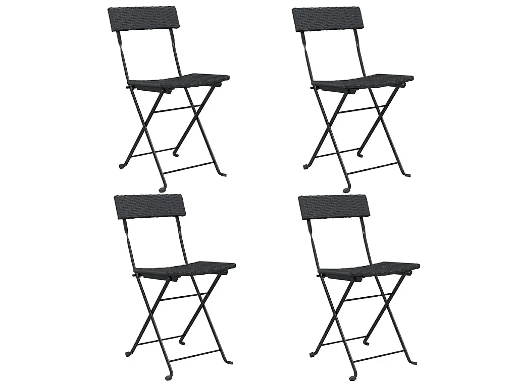 Chaises de bistrot pliantes 4 pcs Noir Résine tressée et acier SEF35649