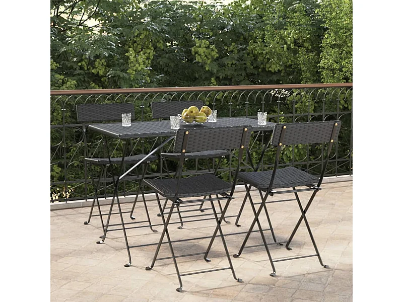 Bistrostoelen 4 st inklapbaar poly rattan en staal zwart NL91098
