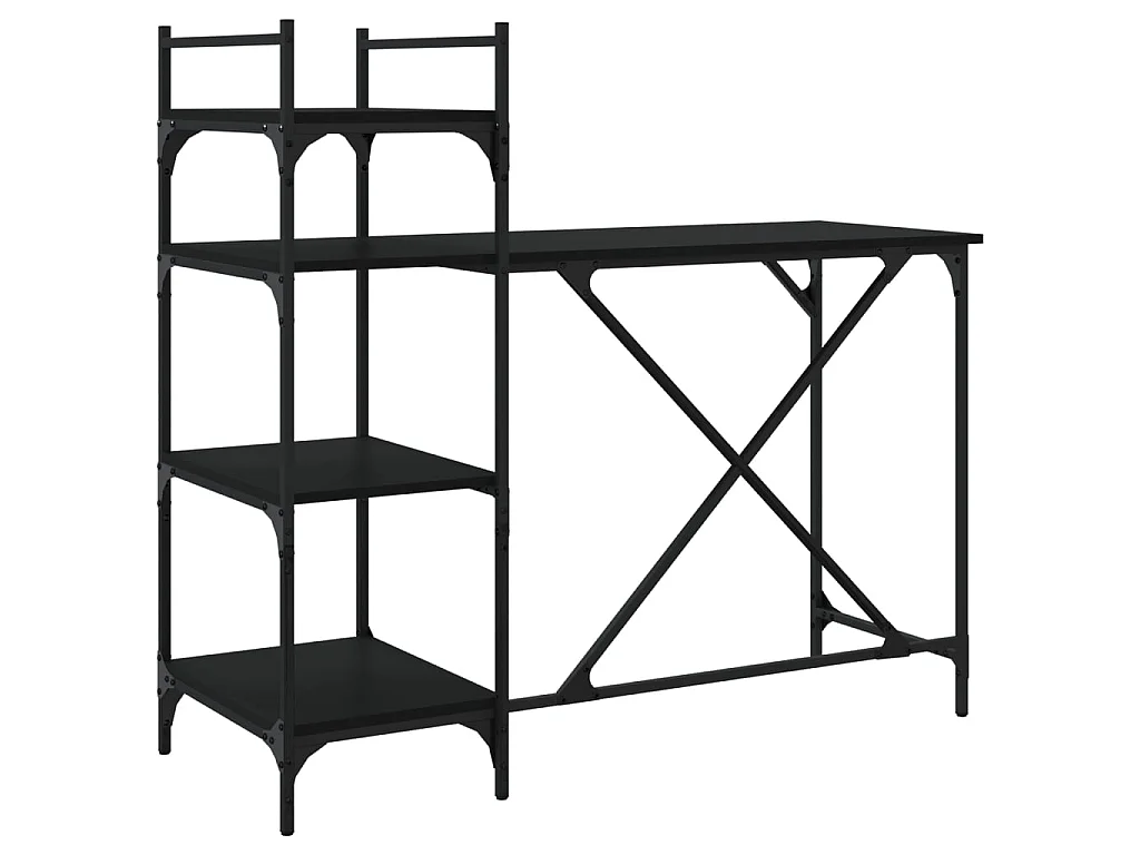 Bureau informatique avec étagères noir 120x47x109 cm OFR68646 BonneVie Meuble