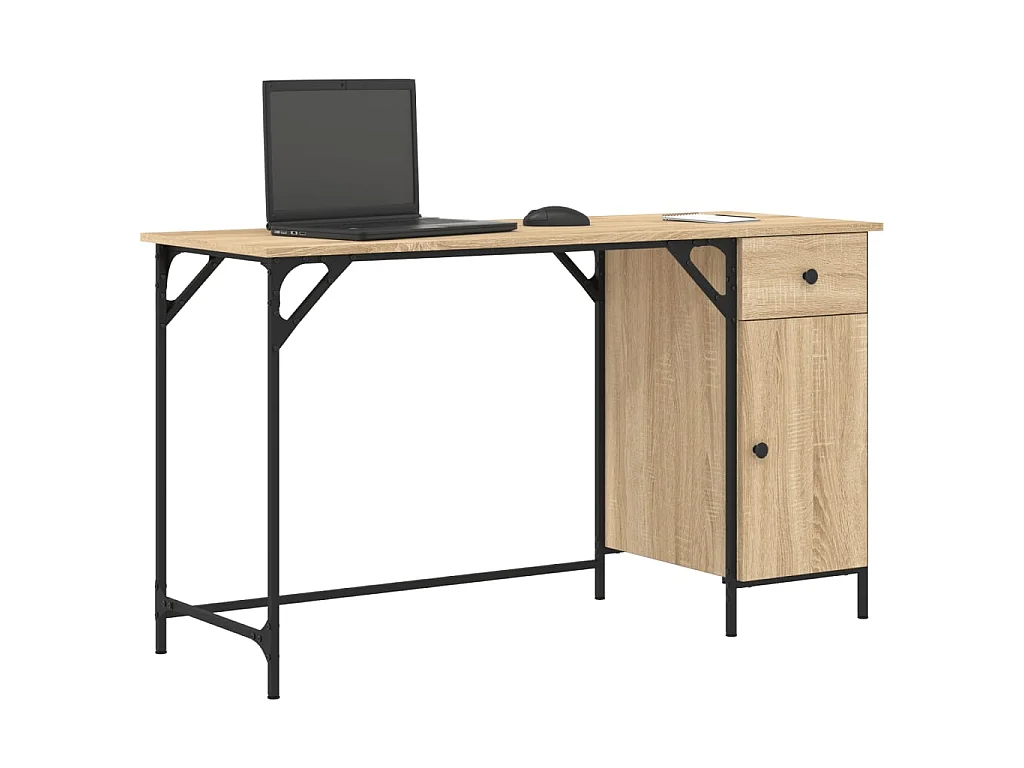 Bureau informatique chêne sonoma 131x48x75 cm bois d’ingénierie OFR25184 BonneVie Meuble