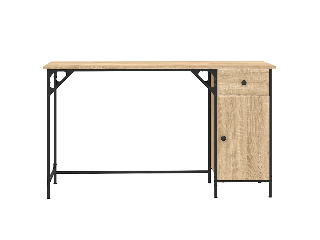 Bureau informatique chêne sonoma 131x48x75 cm bois d’ingénierie OFR25184 BonneVie Meuble
