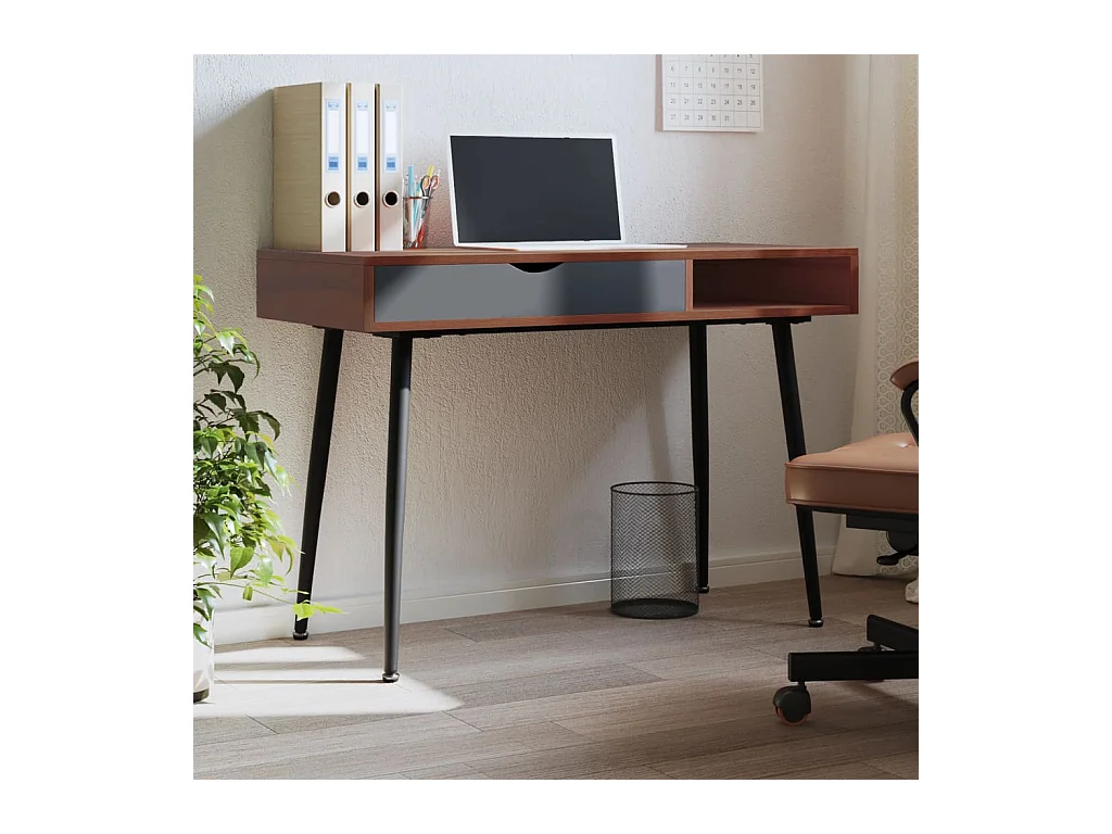 Bureau informatique avec tiroir marron 110x50x75 cm OFR84364 BonneVie Meuble