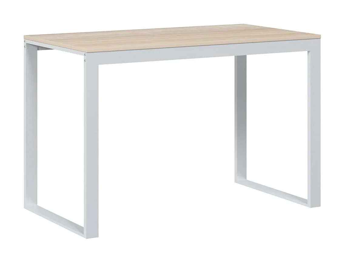 Bureau informatique Blanc et chêne 110x60x73 cm Aggloméré OFR26179 BonneVie Meuble