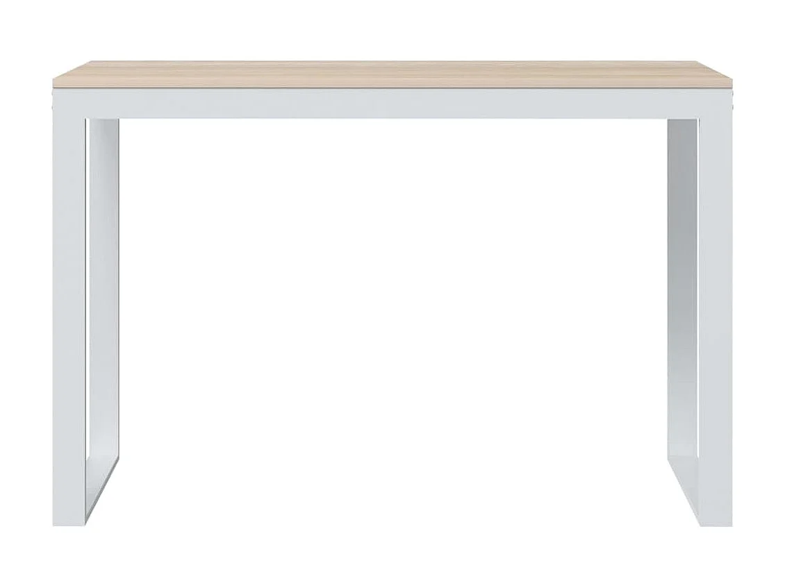 Bureau informatique Blanc et chêne 110x60x73 cm Aggloméré OFR26179 BonneVie Meuble