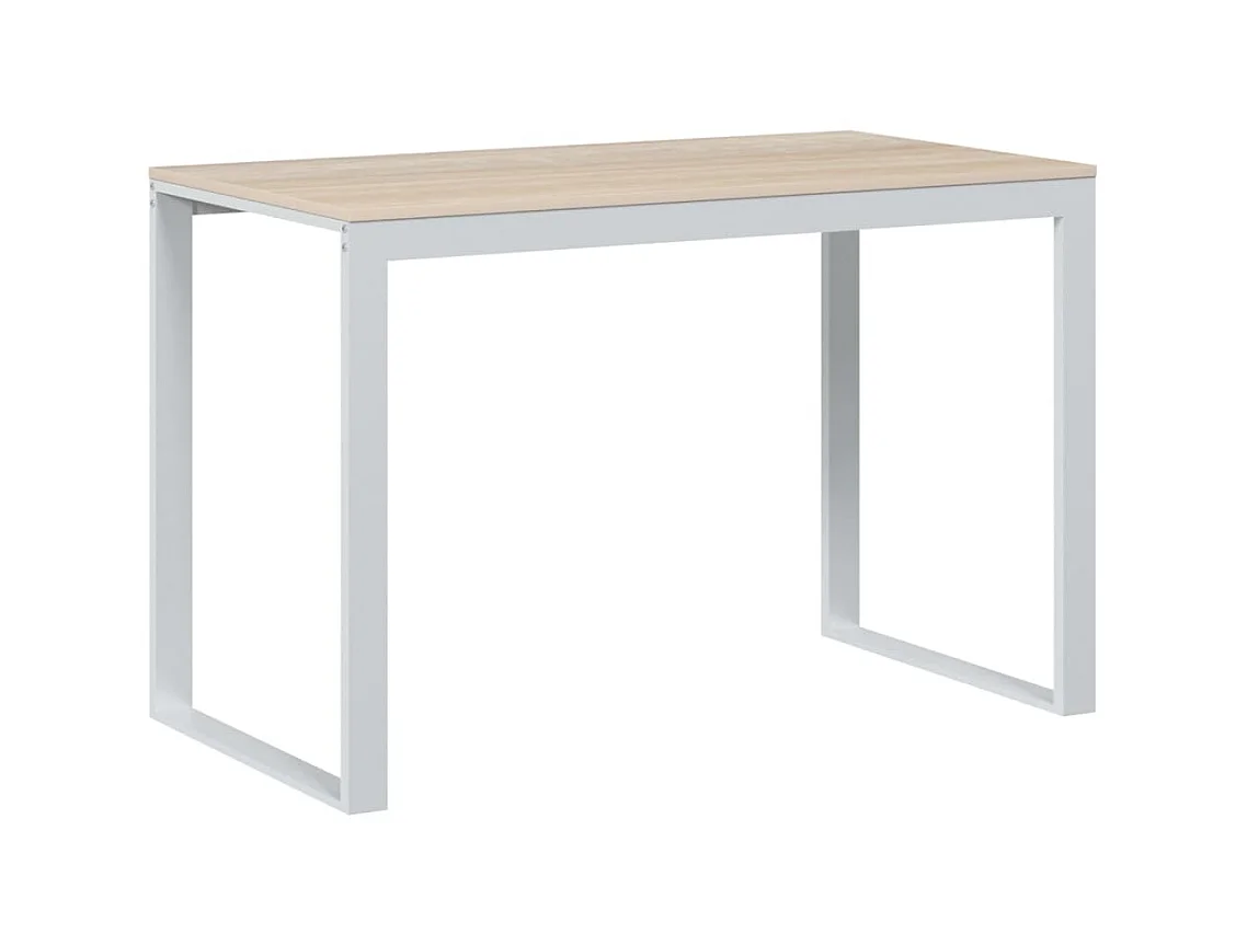 Bureau informatique Blanc et chêne 110x60x73 cm Aggloméré OFR26179 BonneVie Meuble