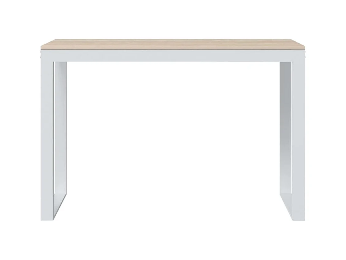 Bureau informatique Blanc et chêne 110x60x73 cm Aggloméré OFR26179 BonneVie Meuble