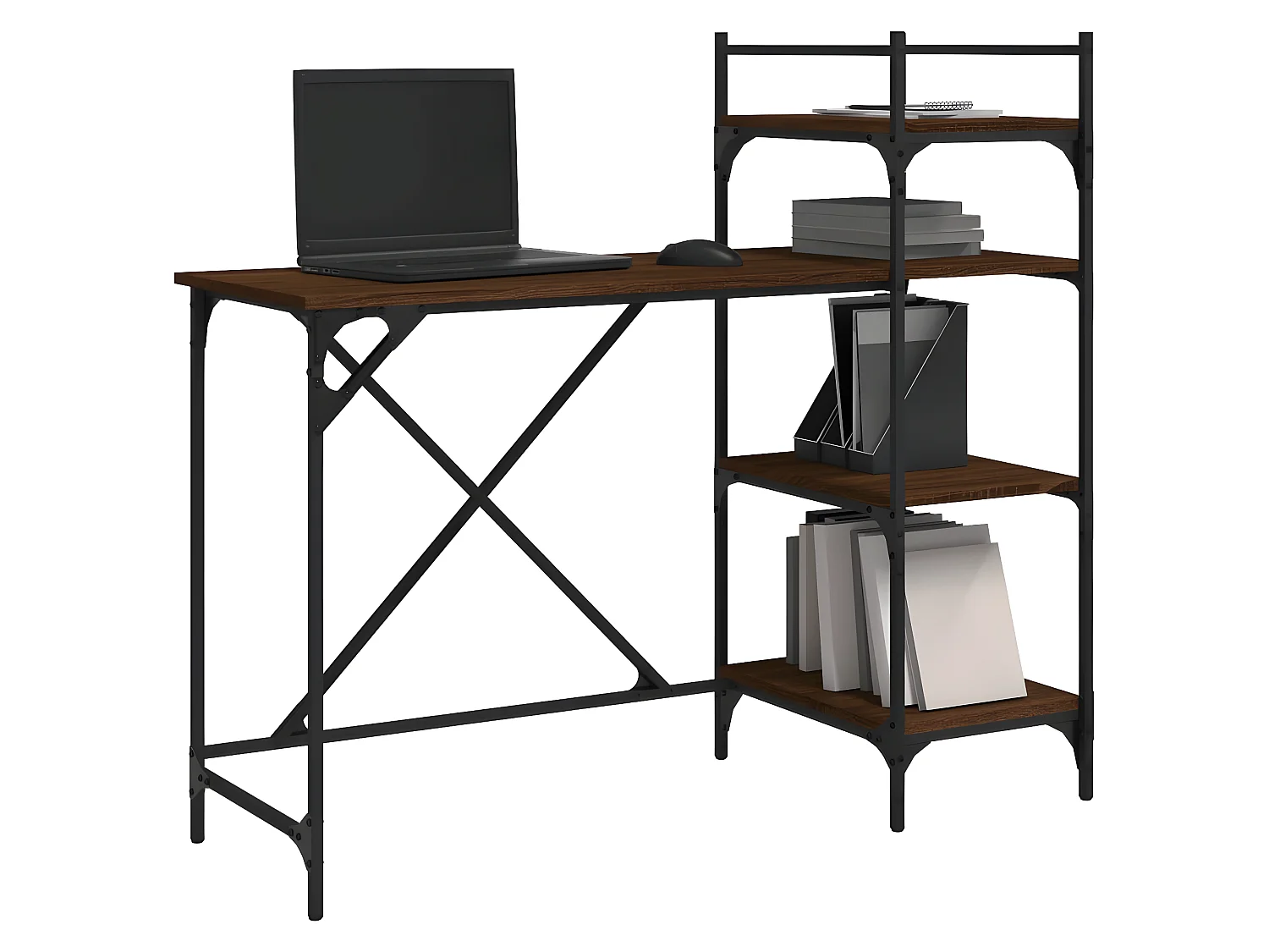 Computerbureau met schappen 120x47x109 cm bruin eikenkleur NL148872