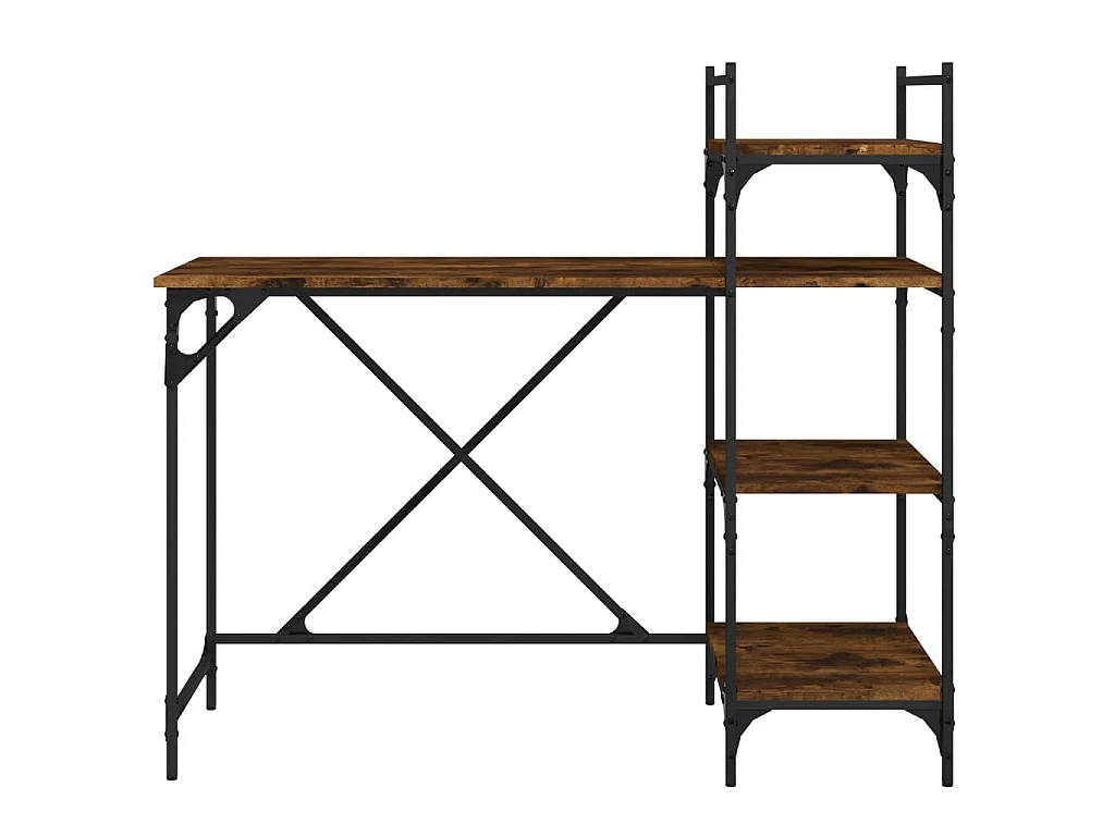 Bureau informatique avec étagères chêne fumé 120x47x109 cm OFR61646 BonneVie Meuble