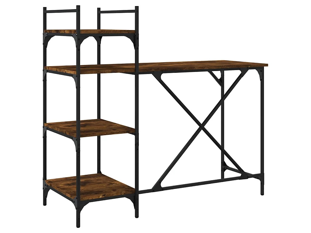 Computerbureau met schappen 120x47x109 cm gerookt eikenkleurig NL976688