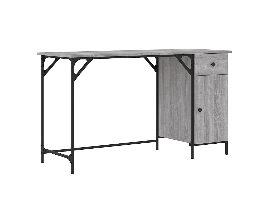 Bureau informatique sonoma gris 131x48x75 cm bois d’ingénierie OFR91185 BonneVie Meuble