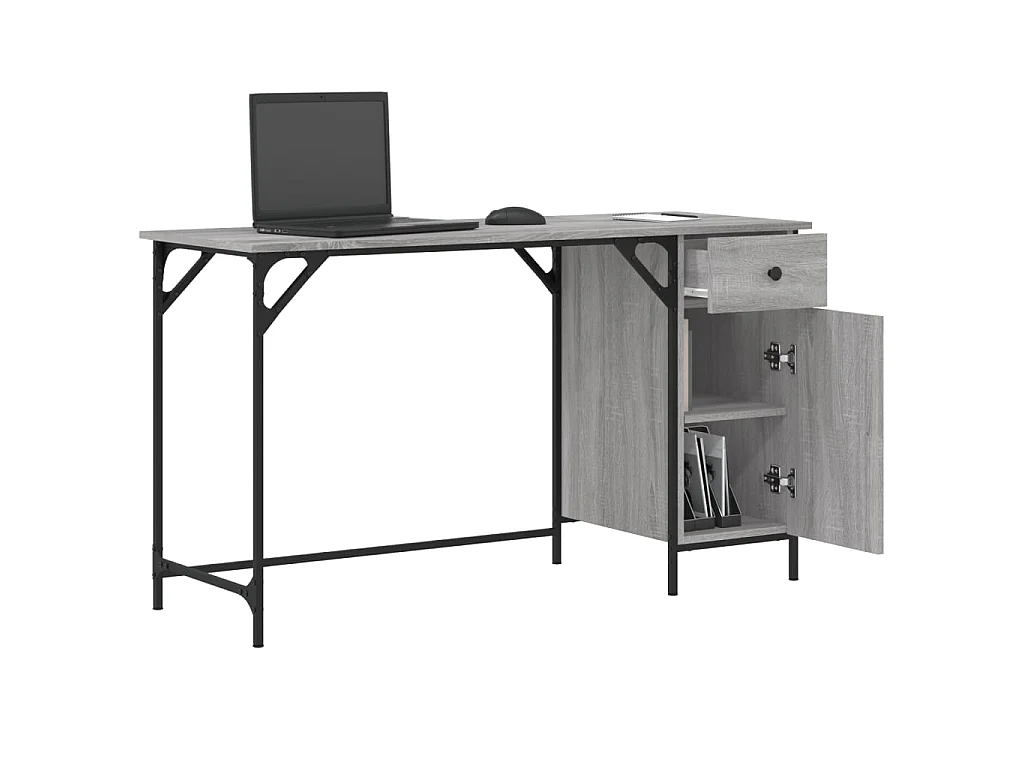 Bureau informatique sonoma gris 131x48x75 cm bois d’ingénierie OFR91185 BonneVie Meuble