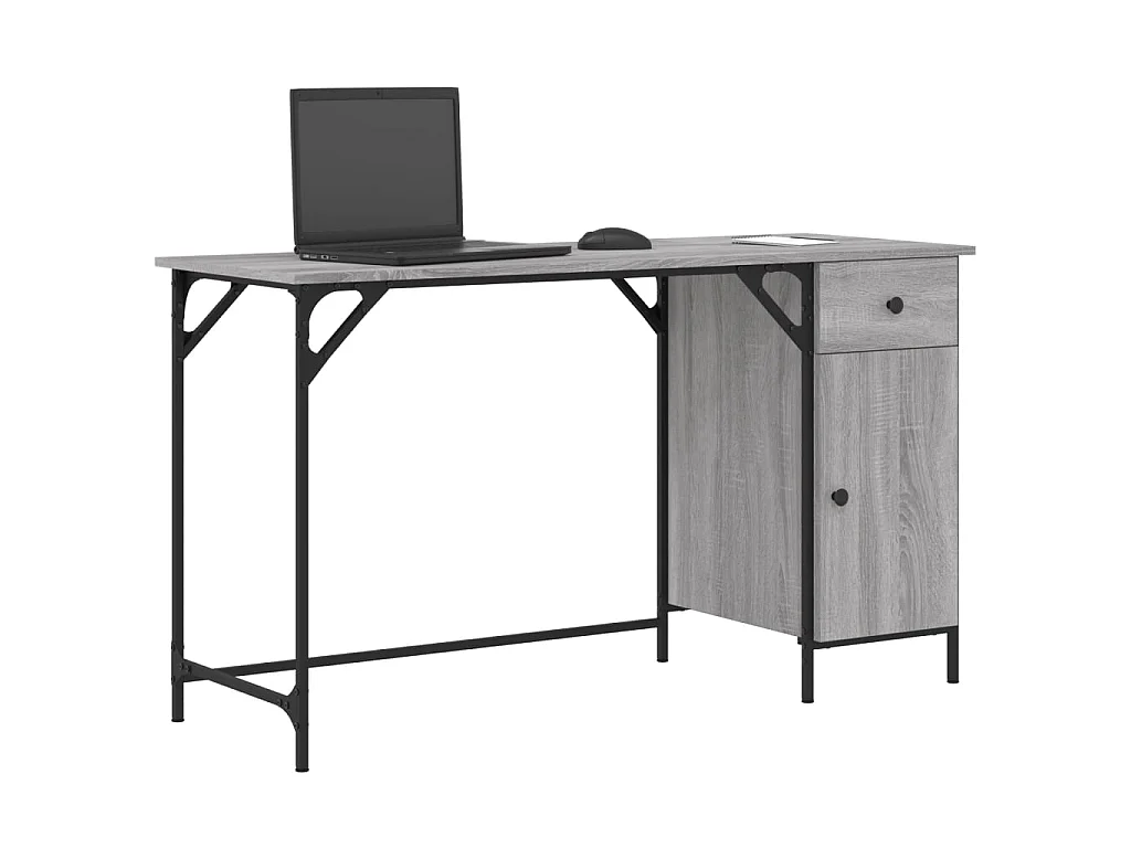 Bureau informatique sonoma gris 131x48x75 cm bois d’ingénierie OFR91185 BonneVie Meuble
