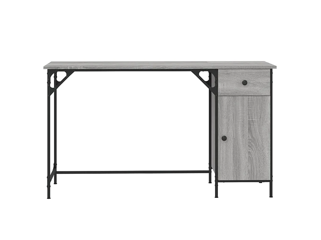 Bureau informatique sonoma gris 131x48x75 cm bois d’ingénierie OFR91185 BonneVie Meuble