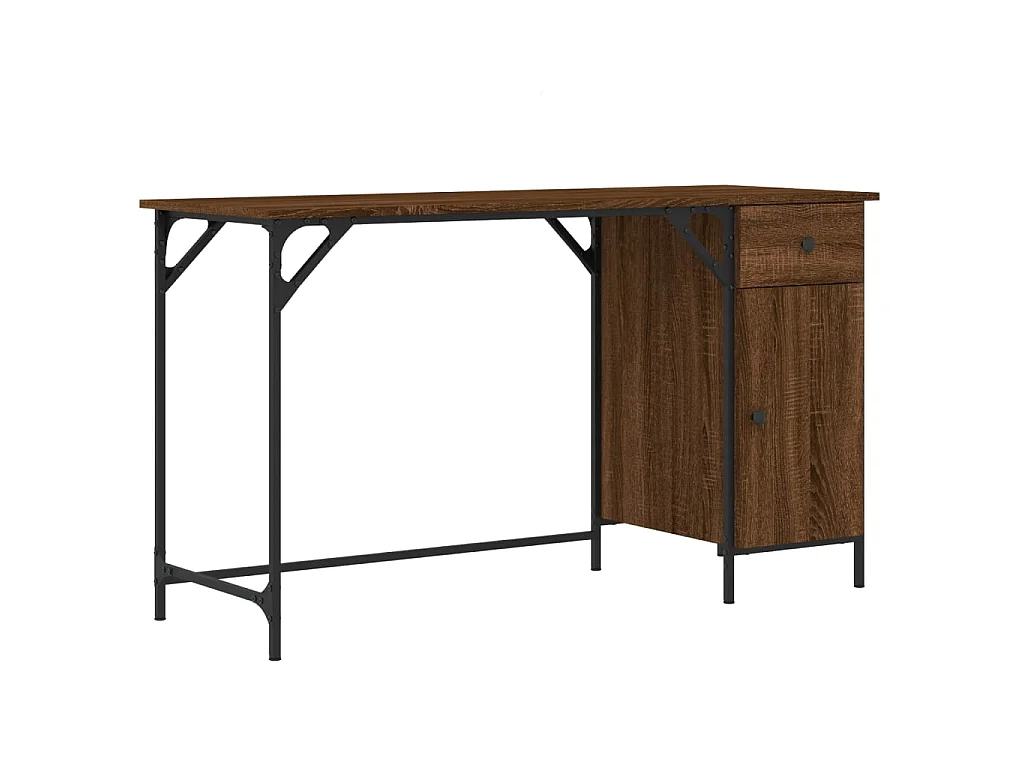 Bureau 131x48x75 cm bewerkt hout bruin eikenkleur NL474341