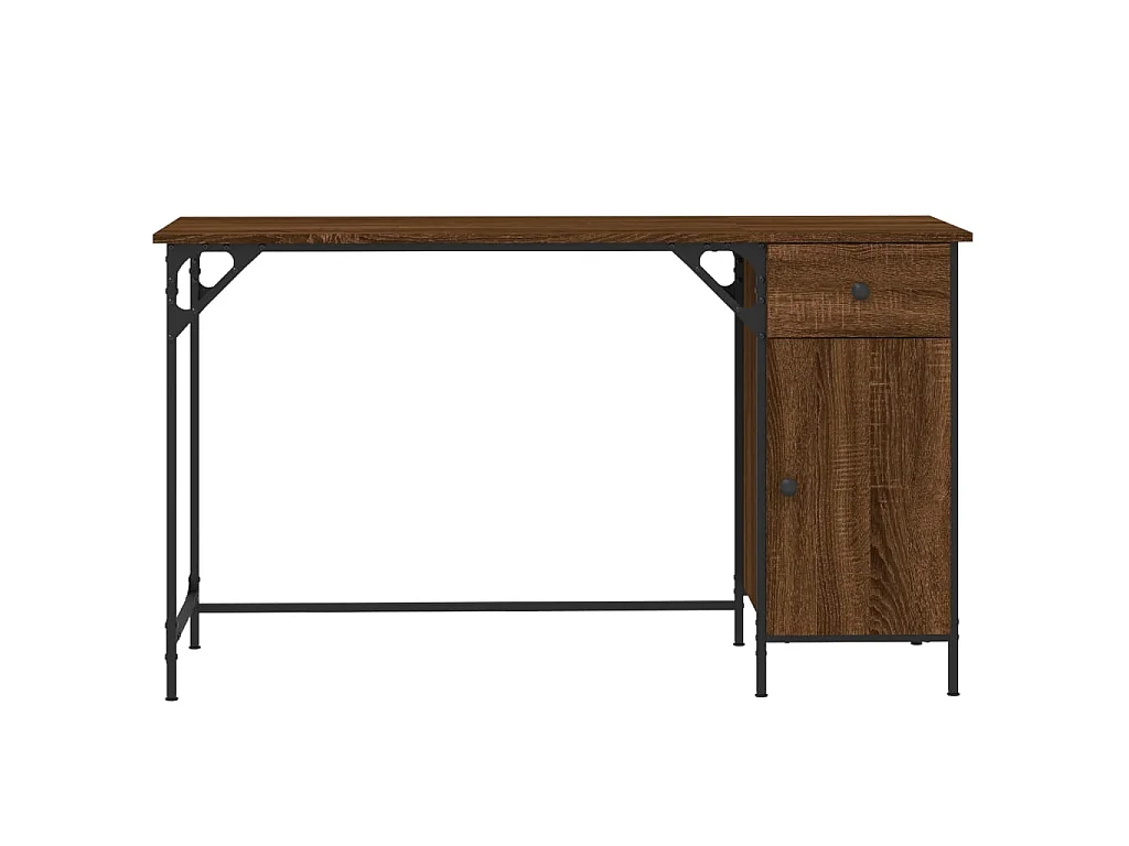 Bureau 131x48x75 cm bewerkt hout bruin eikenkleur NL474341