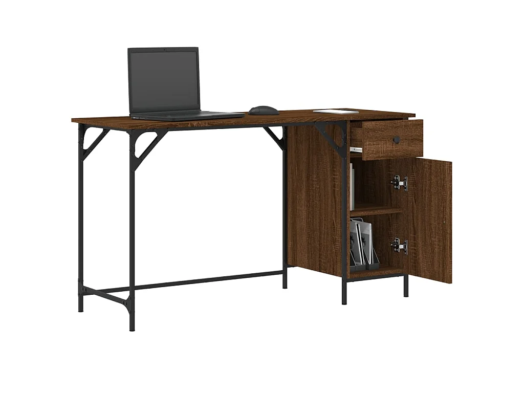 Bureau 131x48x75 cm bewerkt hout bruin eikenkleur NL474341