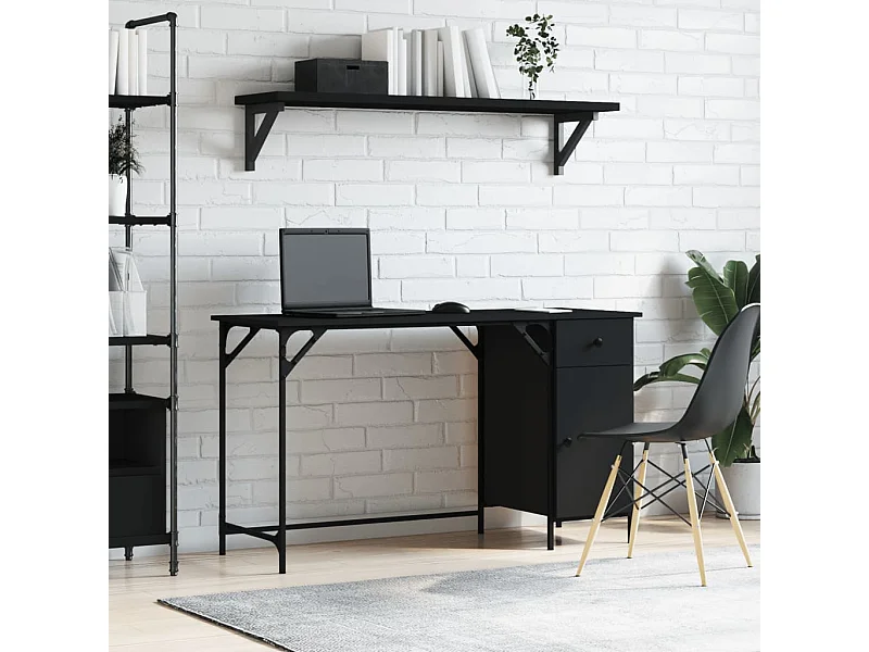 Secretária de computador 131x48x75 cm derivados madeira preto PT595599