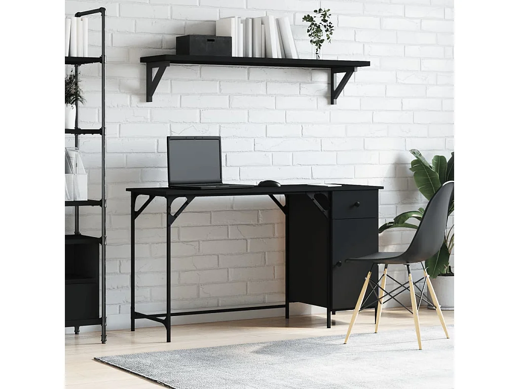 Secretária de computador 131x48x75 cm derivados madeira preto PT595599