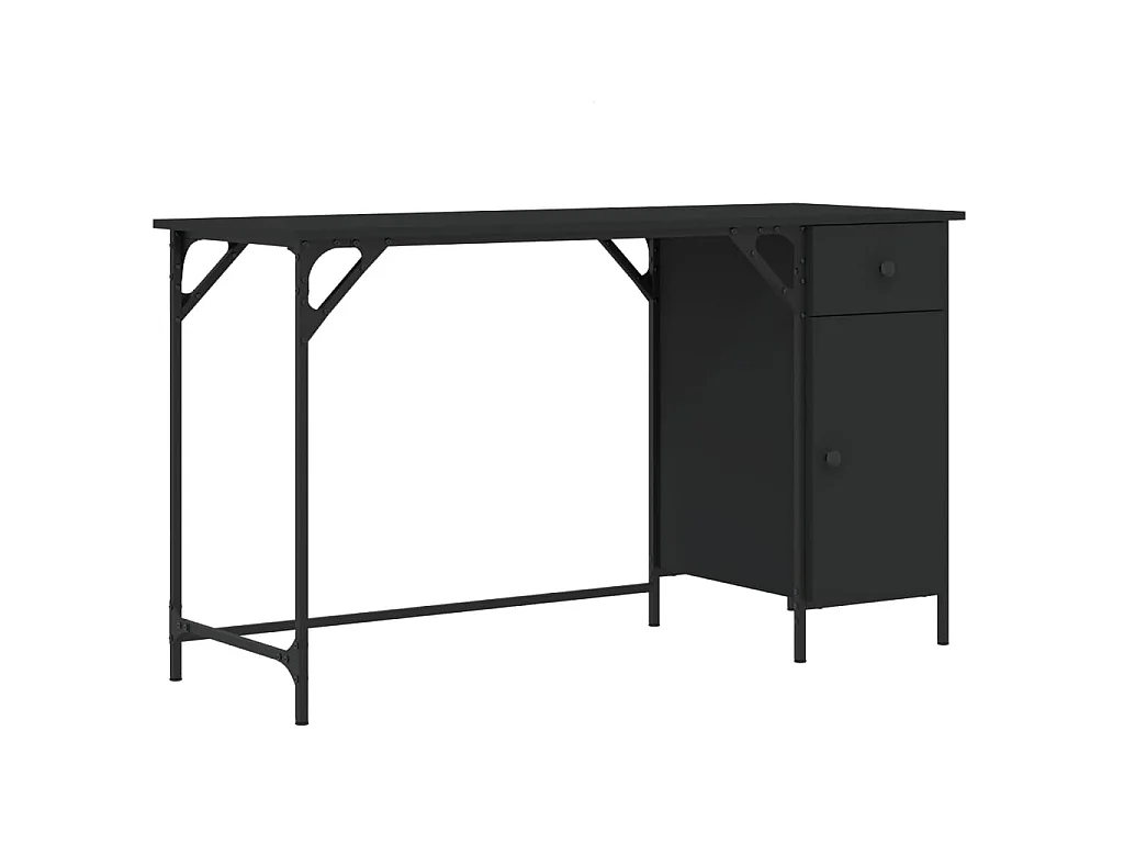 Secretária de computador 131x48x75 cm derivados madeira preto PT595599
