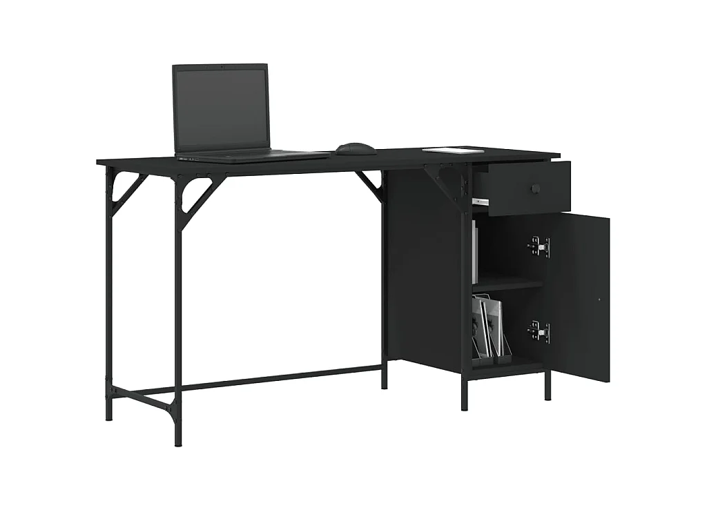 Secretária de computador 131x48x75 cm derivados madeira preto PT595599