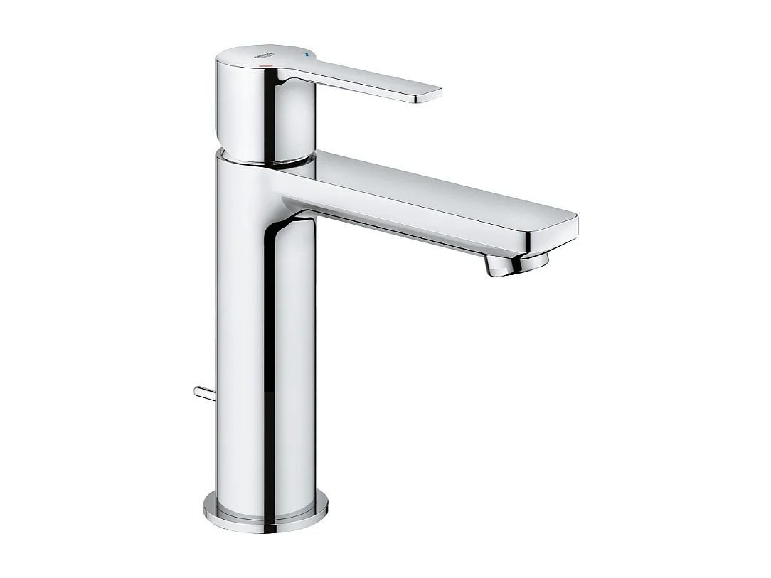 Wastafelkraan GROHE Lineare S met trekstang en temperatuurbegrenzer - Glanzend chroom - Waterbesparing