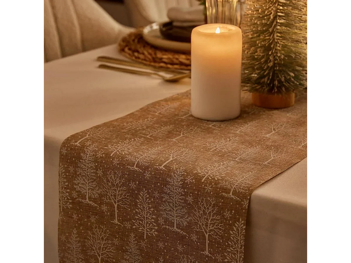 Chemin de Table Forêt "Bois" 28x300cm Naturel