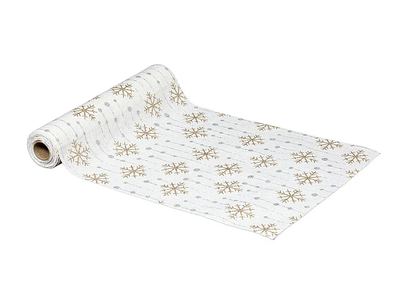 Chemin de Table "Polaire" 28x300cm Blanc & Or