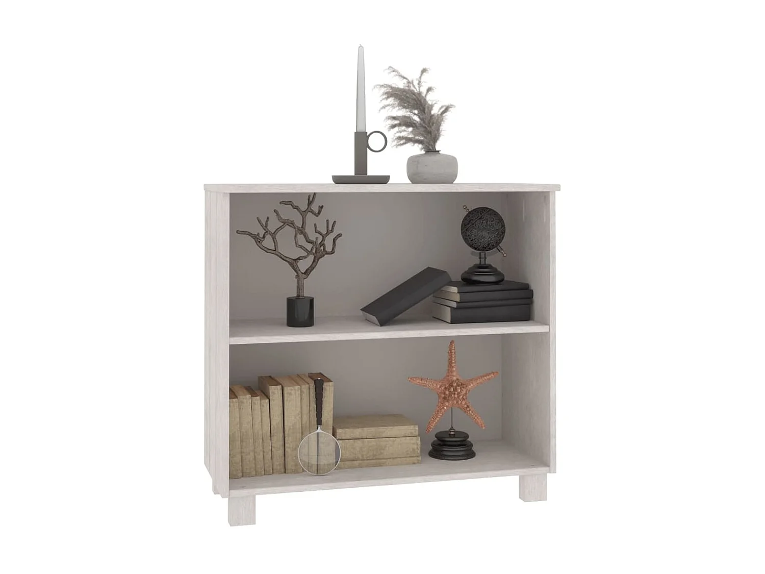 Sideboard Lowboard - HAMAR Weiß 85x35x80 cm Massivholz Kiefer -RM10332