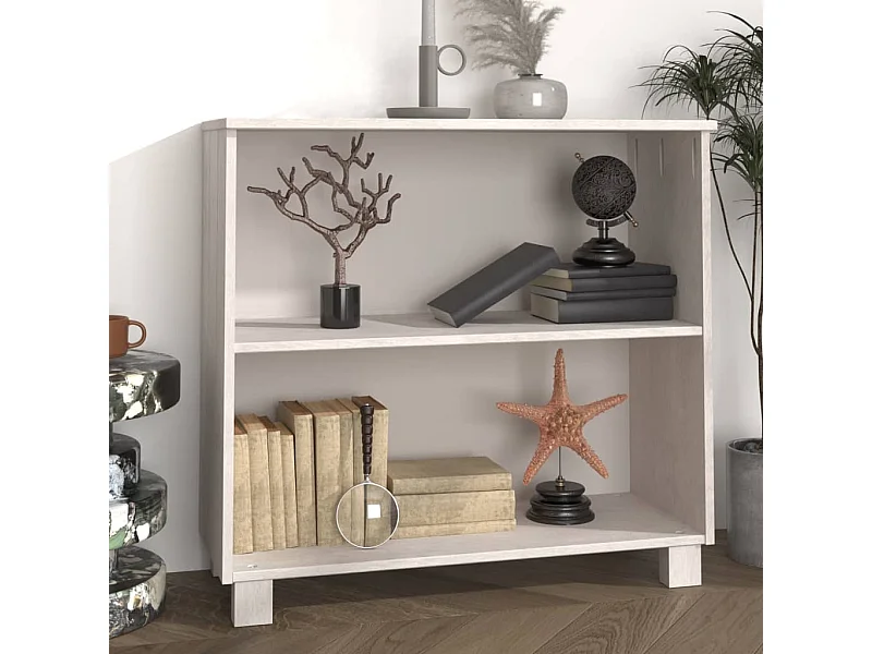 Sideboard Lowboard - HAMAR Weiß 85x35x80 cm Massivholz Kiefer -RM10332