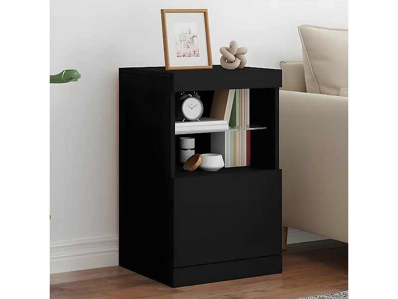 Sideboard mit LED-Leuchten Anrichte Schwarz 41x37x67 cm -RM58201