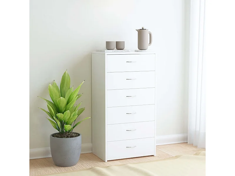 Sideboard Anrichte mit 6 Schubladen Weiß 50x34x96 cm Holzwerkstoff -RM74580