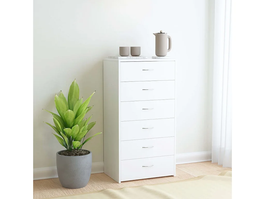 Sideboard Anrichte mit 6 Schubladen Weiß 50x34x96 cm Holzwerkstoff -RM74580