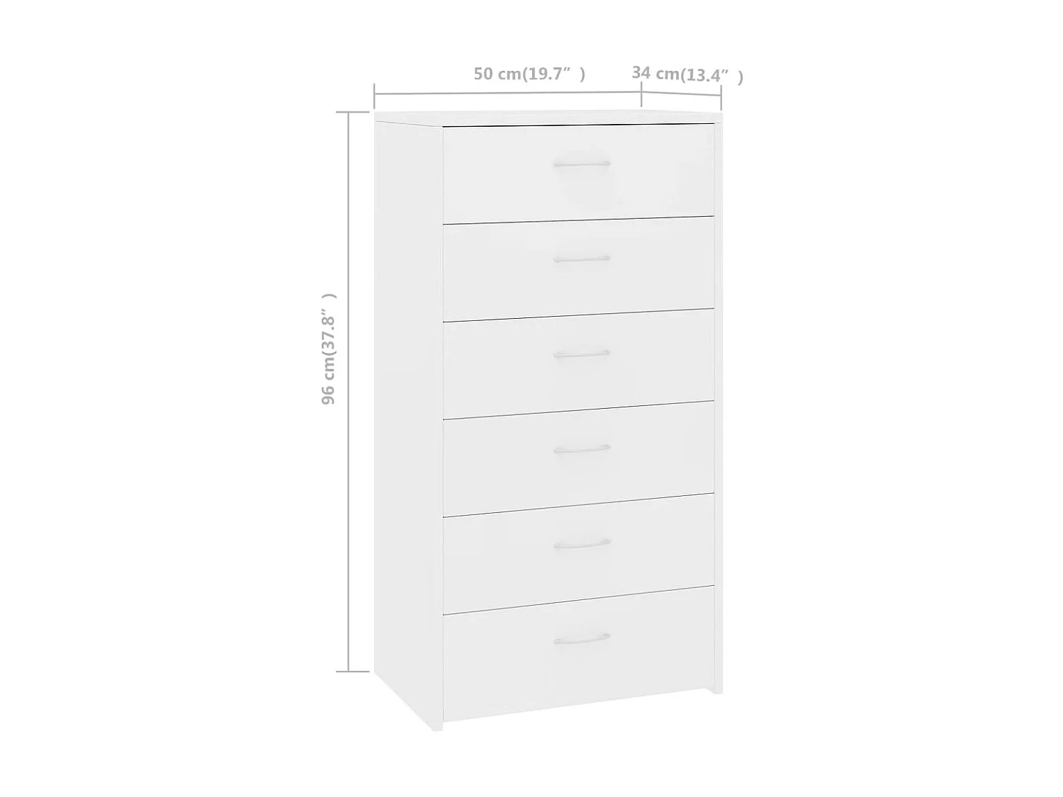 Sideboard Anrichte mit 6 Schubladen Weiß 50x34x96 cm Holzwerkstoff -RM74580