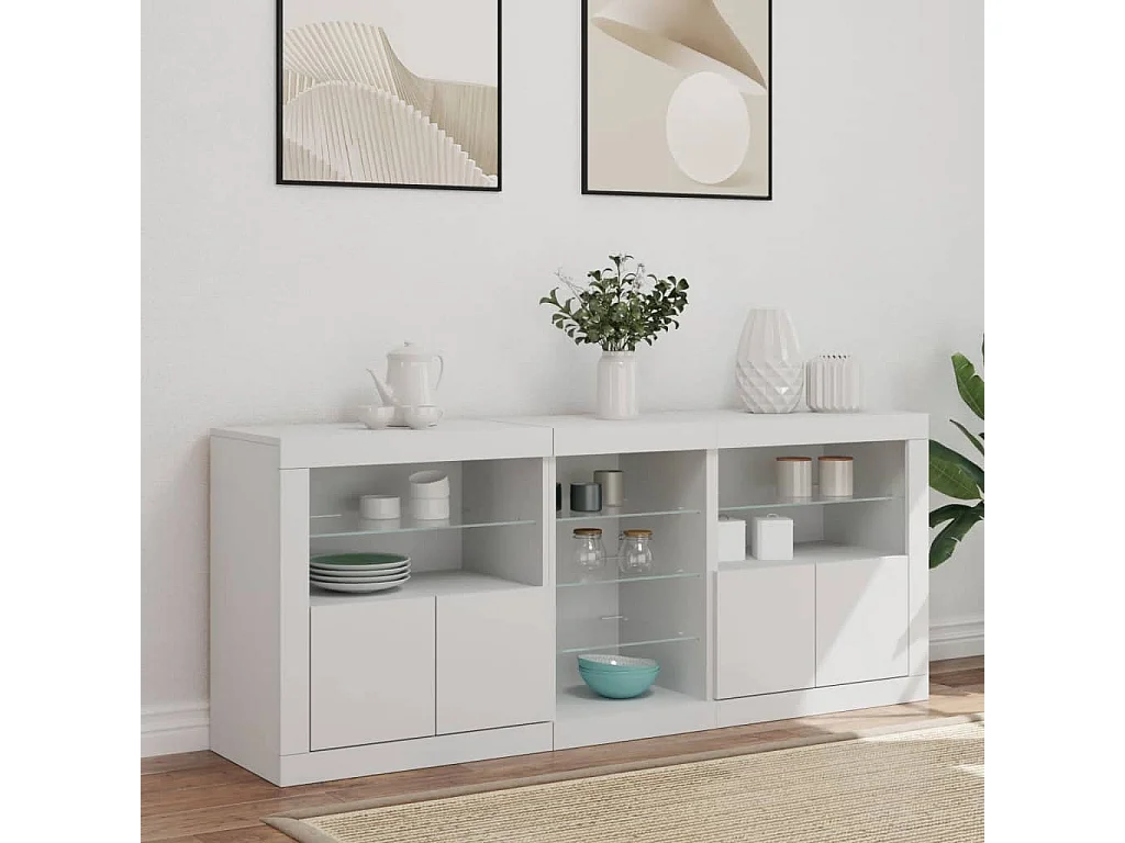 Sideboard mit LED-Leuchten Anrichte Weiß 162x37x67 cm -RM73205