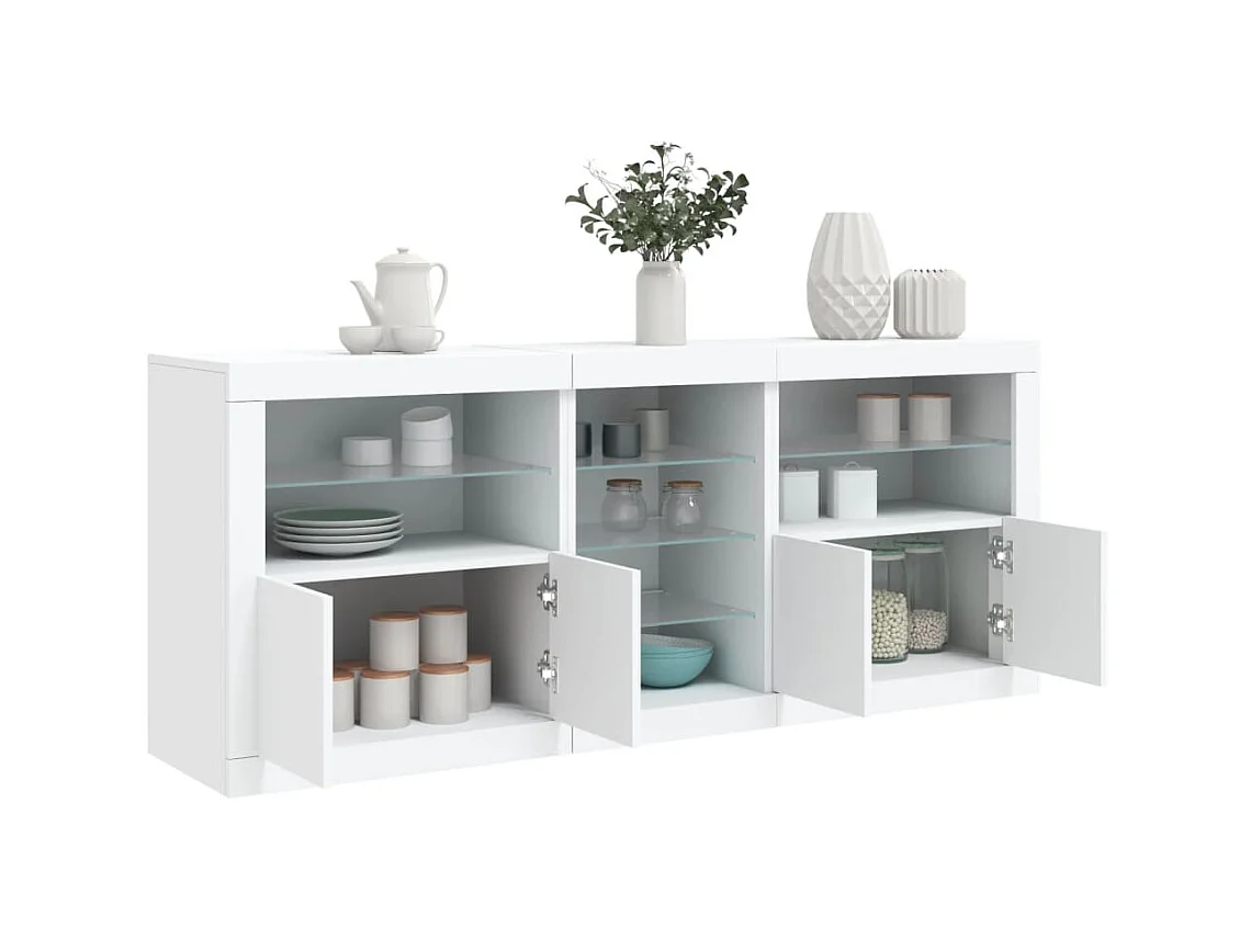 Sideboard mit LED-Leuchten Anrichte Weiß 162x37x67 cm -RM73205