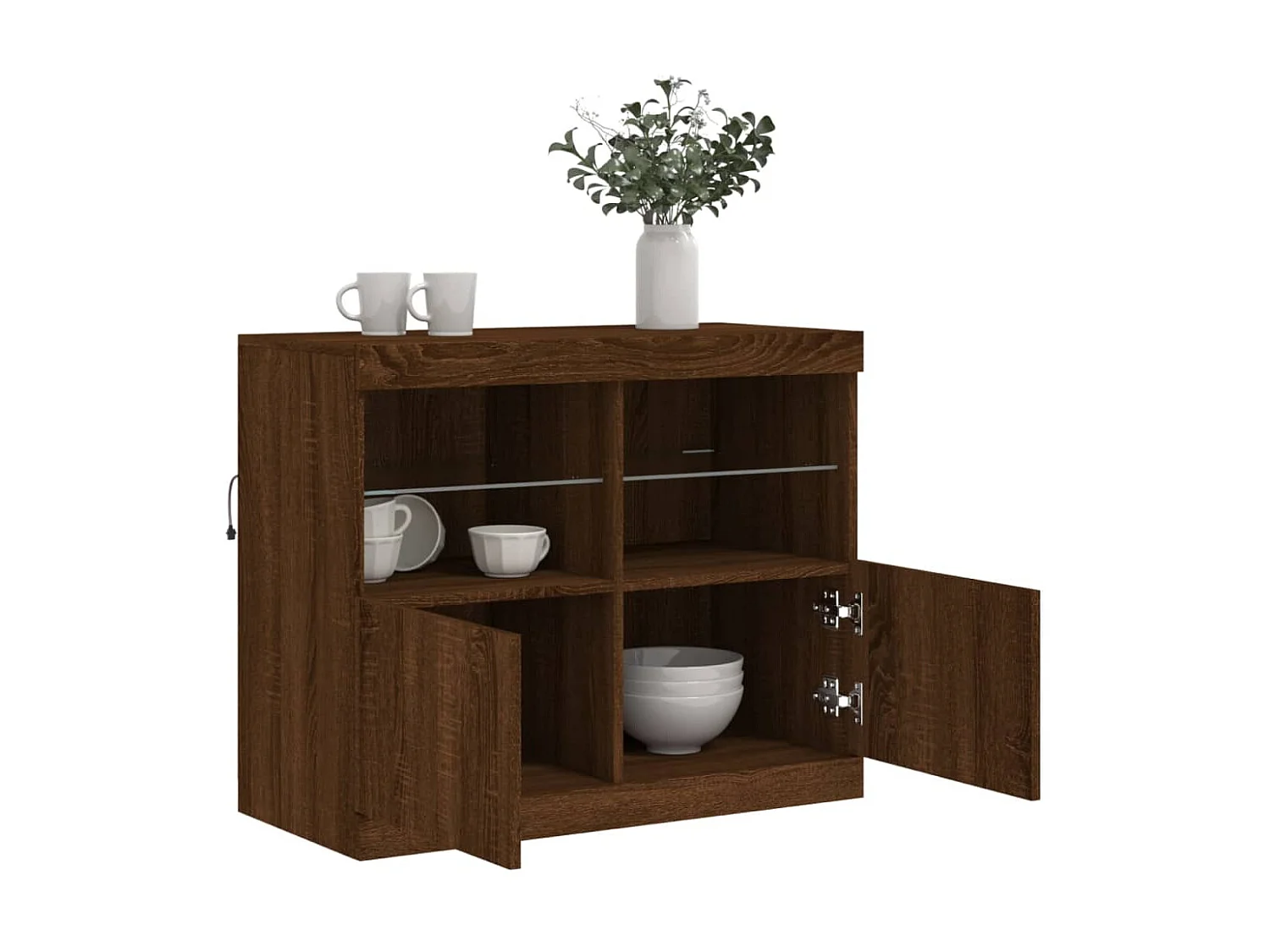 Sideboard Braun Anrichte mit LED-Leuchten Eichen-Optik 81x37x67 cm -RM16468