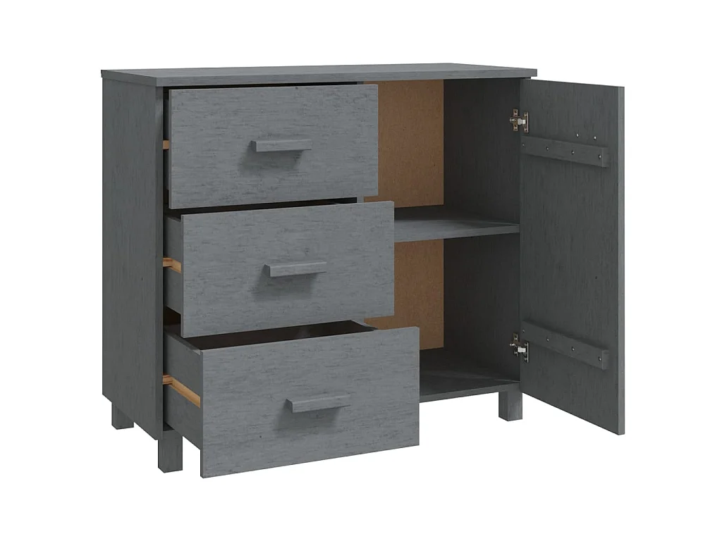 Sideboard Lowboard - HAMAR Dunkelgrau 90x40x80 cm Massivholz Kiefer -RM87922