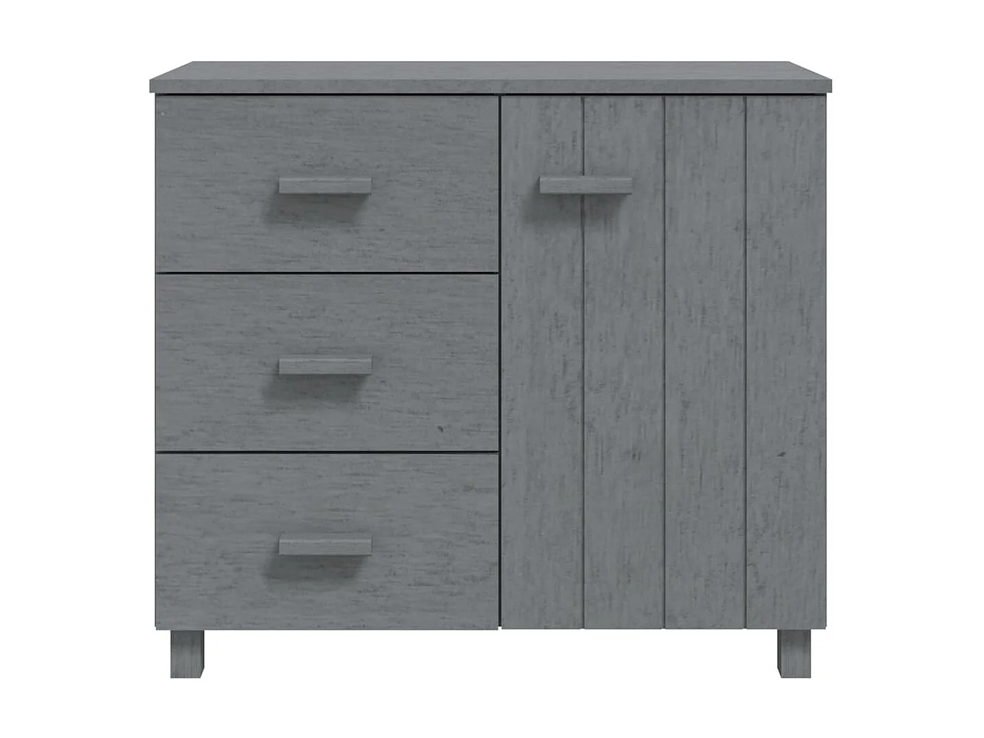 Sideboard Lowboard - HAMAR Dunkelgrau 90x40x80 cm Massivholz Kiefer -RM87922
