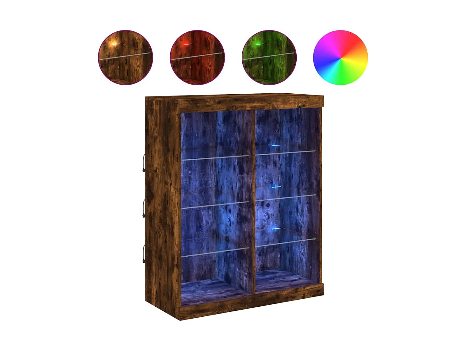 Sideboard mit LED-Leuchten Anrichte Räuchereiche 81x37x100 cm -RM60122