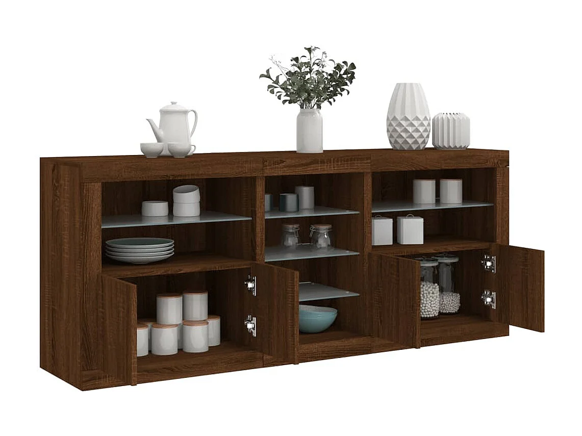 Sideboard Braun Anrichte mit LED-Leuchten Eichen-Optik 162x37x67 cm -RM56404