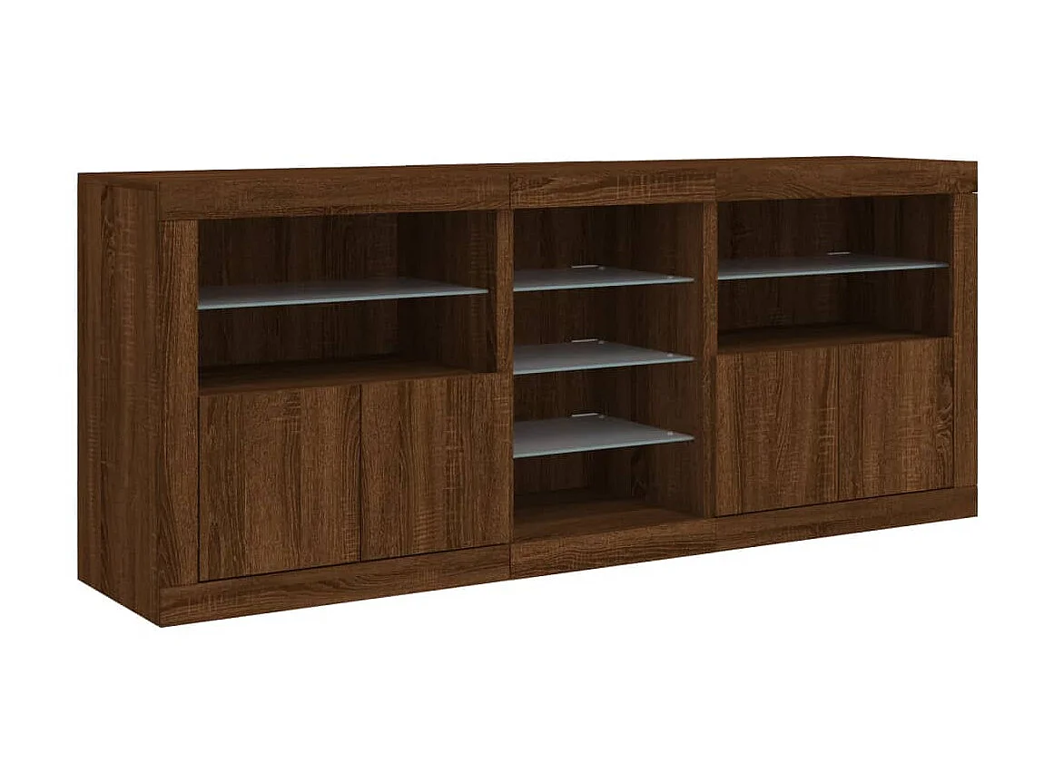 Sideboard Braun Anrichte mit LED-Leuchten Eichen-Optik 162x37x67 cm -RM56404