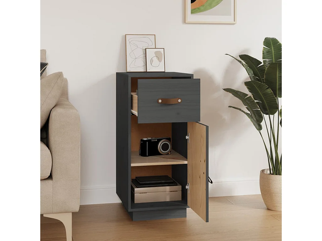 Sideboard Grau - Lowboard 34x40x75 cm Massivholz Kiefer -RM46006