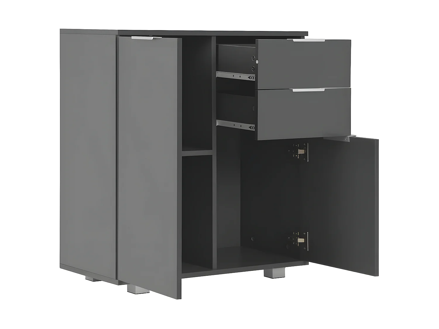 Sideboard Lowboard - Hochglanz-Grau 71x35x80 cm Holzwerkstoff -RM74031