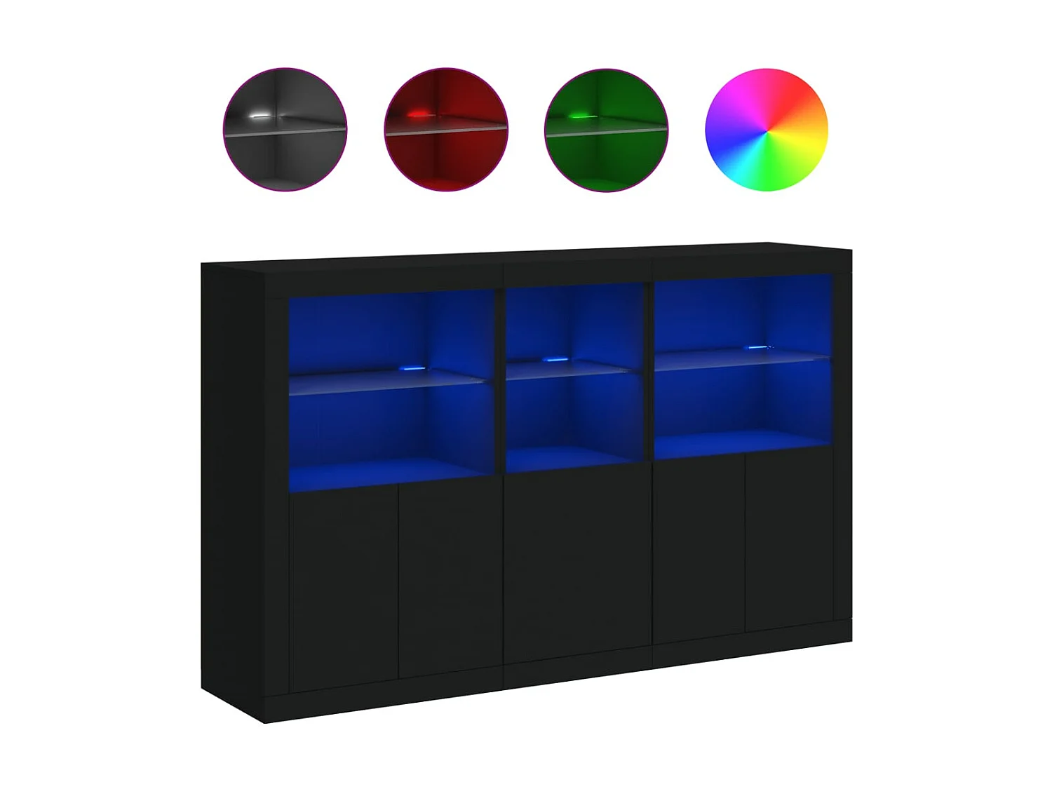 Sideboard mit LED-Leuchten Anrichte Schwarz 162x37x100 cm -RM17262