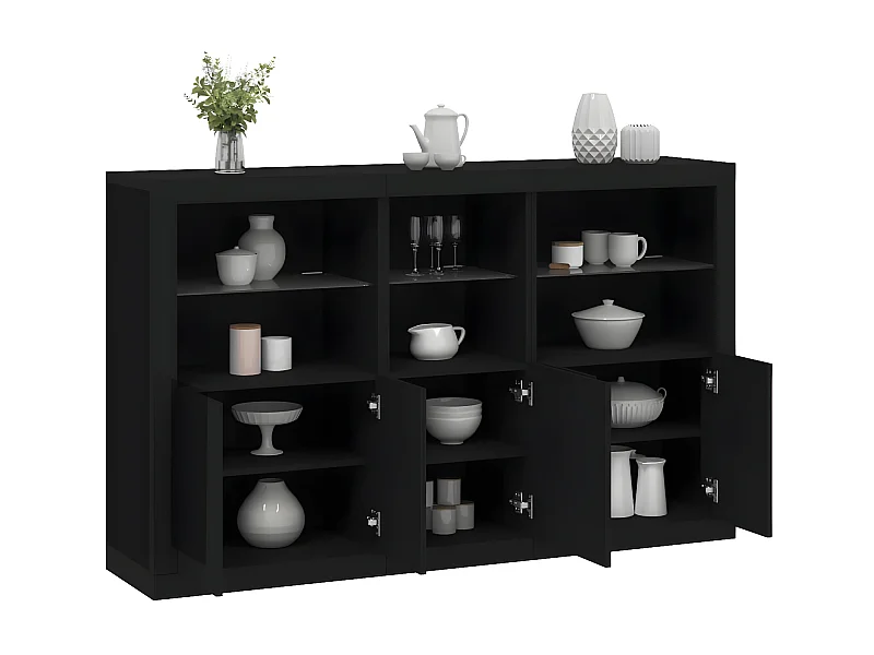 Sideboard mit LED-Leuchten Anrichte Schwarz 162x37x100 cm -RM17262