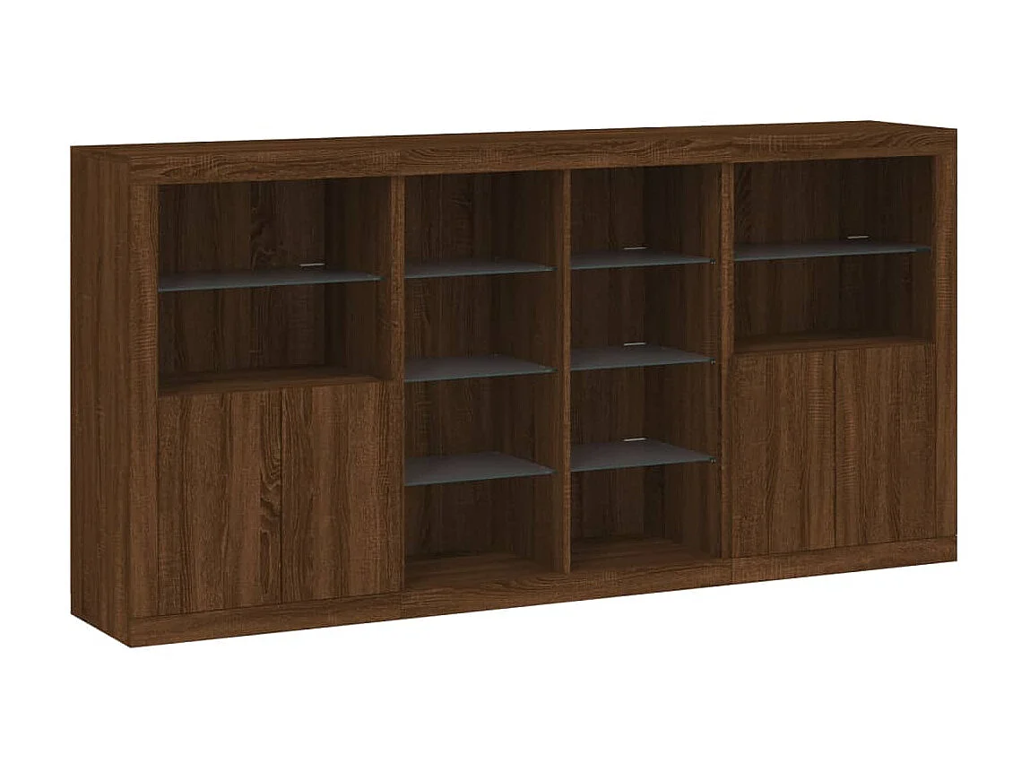 Sideboard Braun Anrichte mit LED-Leuchten Eichen-Optik 202x37x100 cm -RM46966