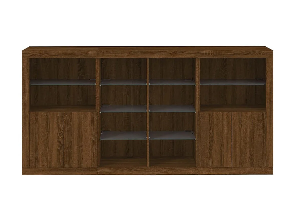 Sideboard Braun Anrichte mit LED-Leuchten Eichen-Optik 202x37x100 cm -RM46966