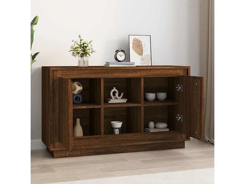 Sideboard Lowboard - Braun Eichen-Optik 102x35x60 cm Holzwerkstoff -RM97064